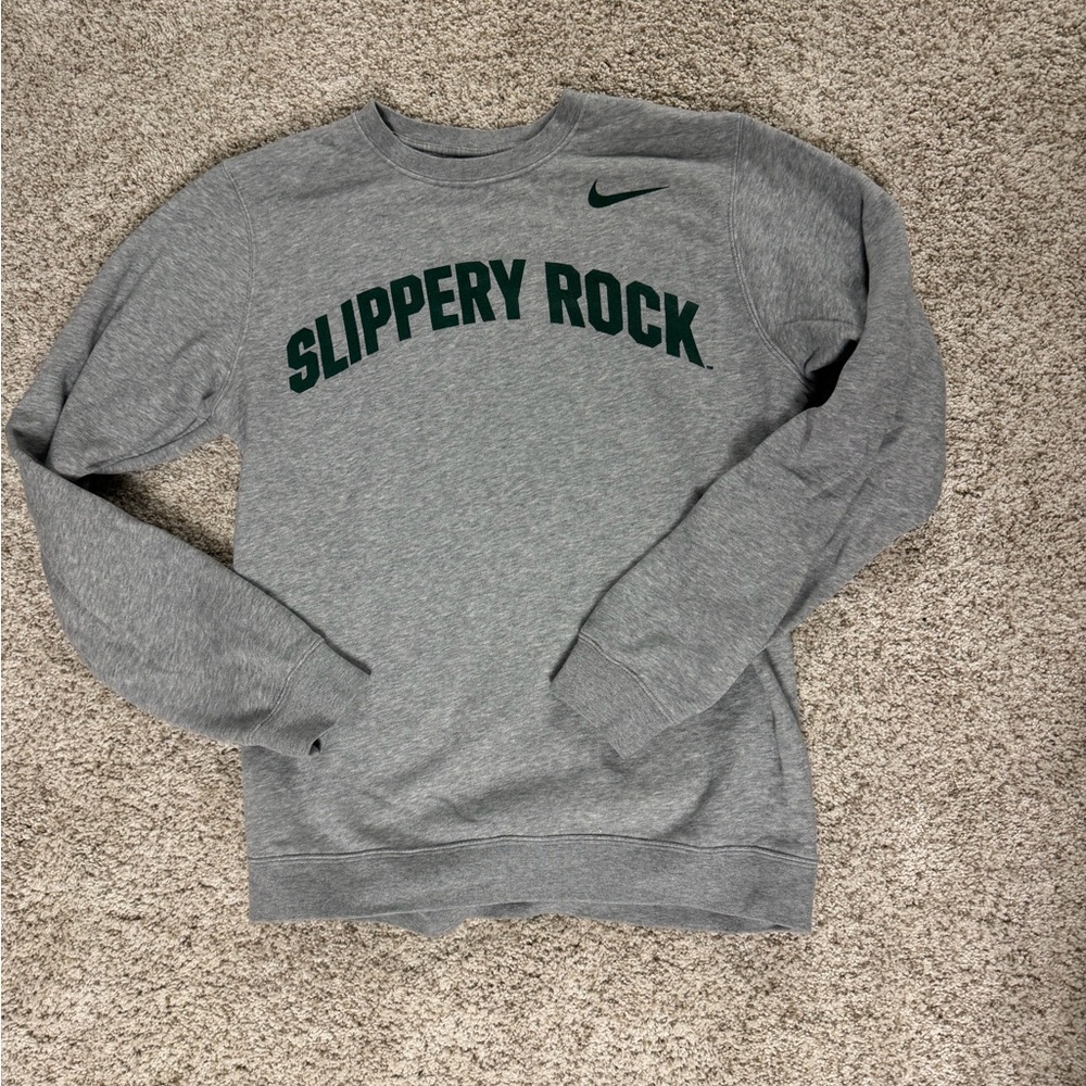 Nike Gray Crewneck Sweater with Green Logo